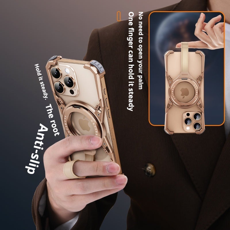 Mixed Color 1 Aluminum Alloy Case For IPhone 16 Pro With Rotating Ring Holder And Drop Protection - Image 5